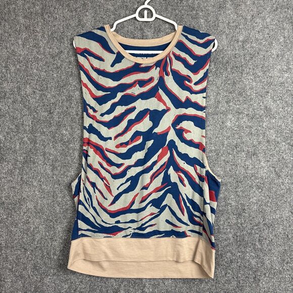 Balenciaga Shirt Womens Sz L Navy Charcoal Tiger Screen Print Drop Muscle Tank - Picture 1 of 10